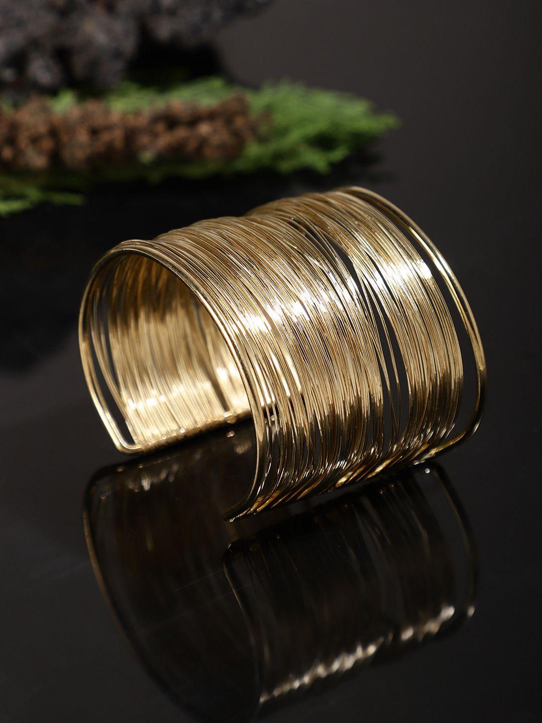 shining diva fashion women gold-toned antique cuff bracelet