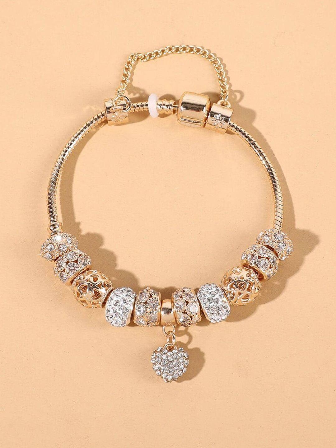 shining diva fashion women gold-toned crystals gold-plated charm bracelet