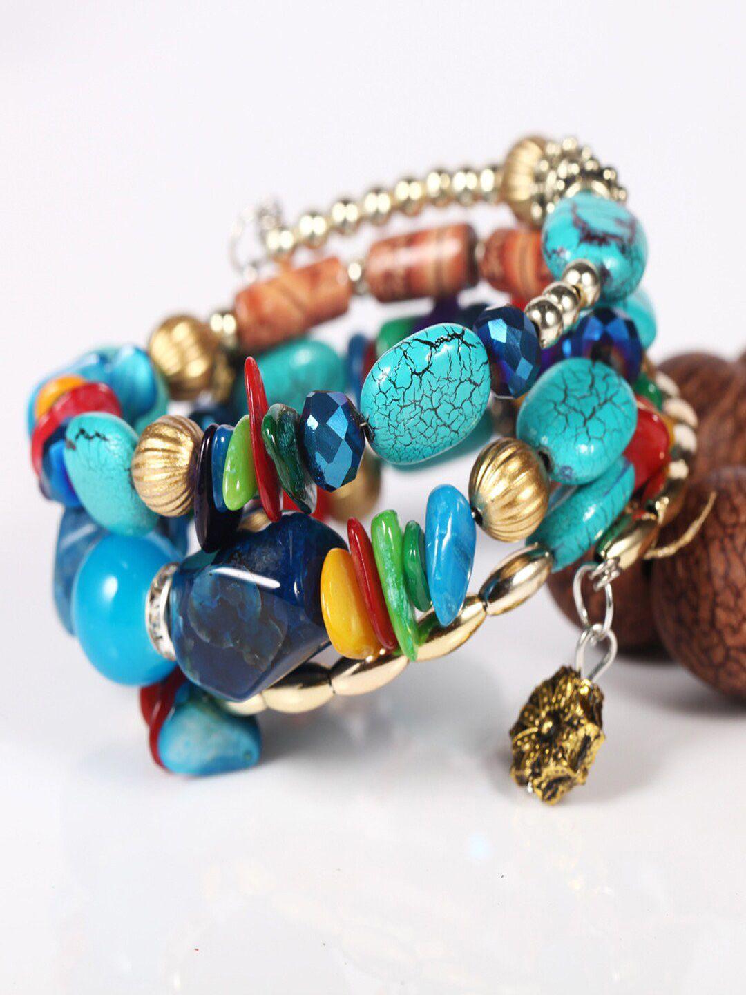 shining diva fashion women multicoloured artificial stones multistrand bracelet