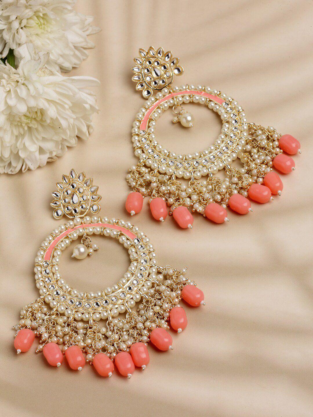 shining diva gold-plated classic chandbalis earrings