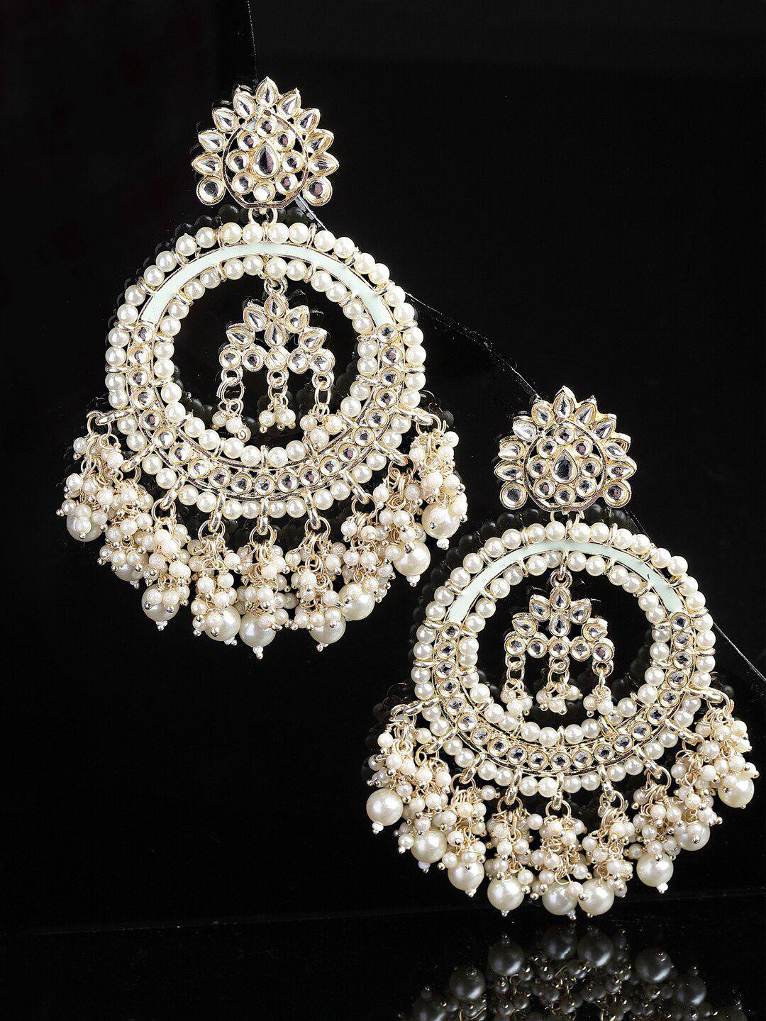 shining diva gold-plated classic chandbalis earrings