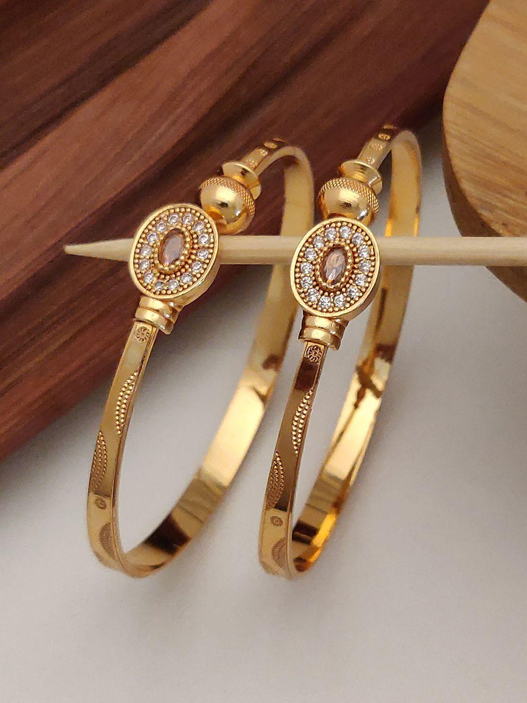 shining diva set of 2 gold-plated crystal-studded bangles