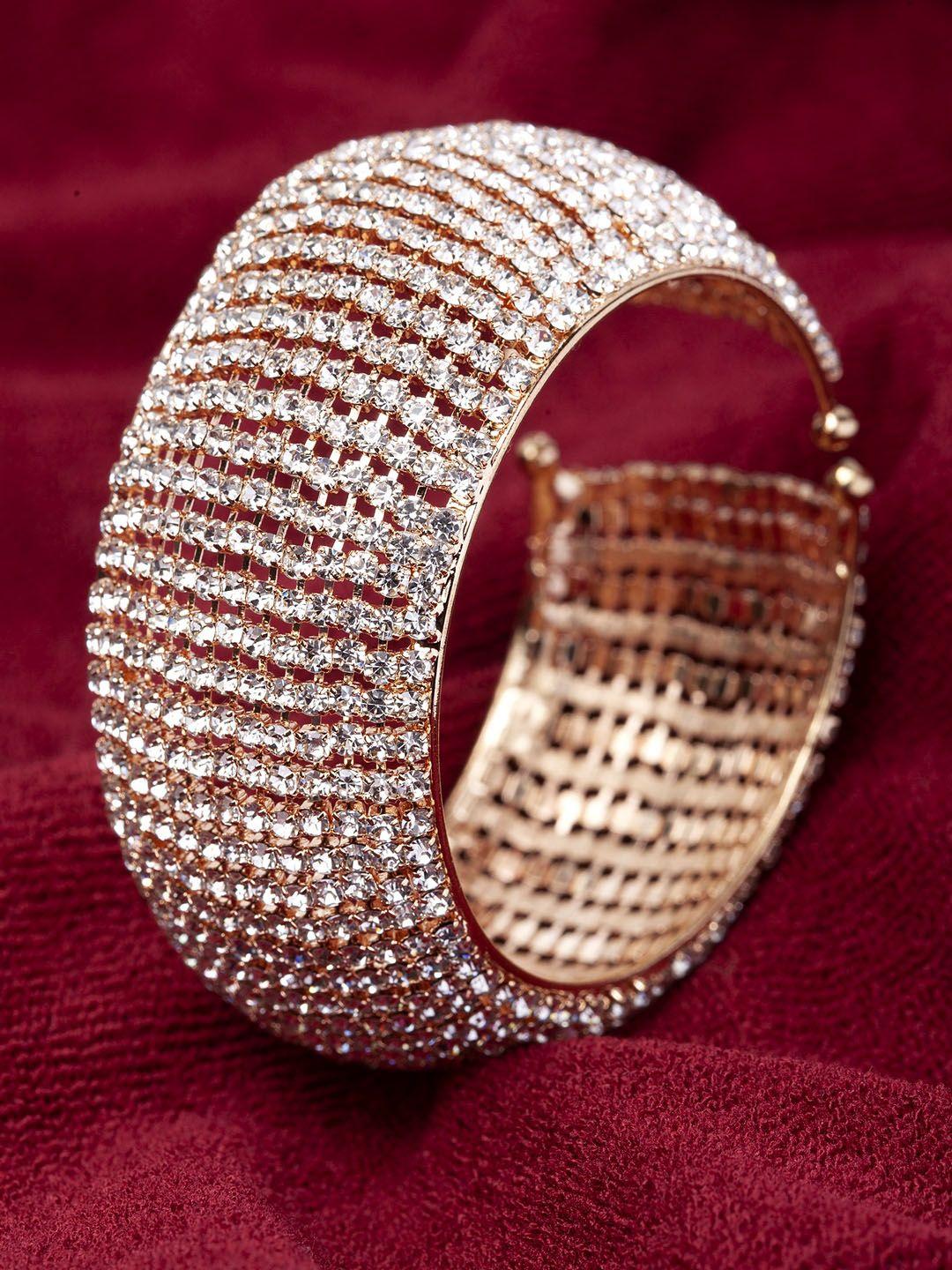 shining diva women rose gold-plated cuff bracelet