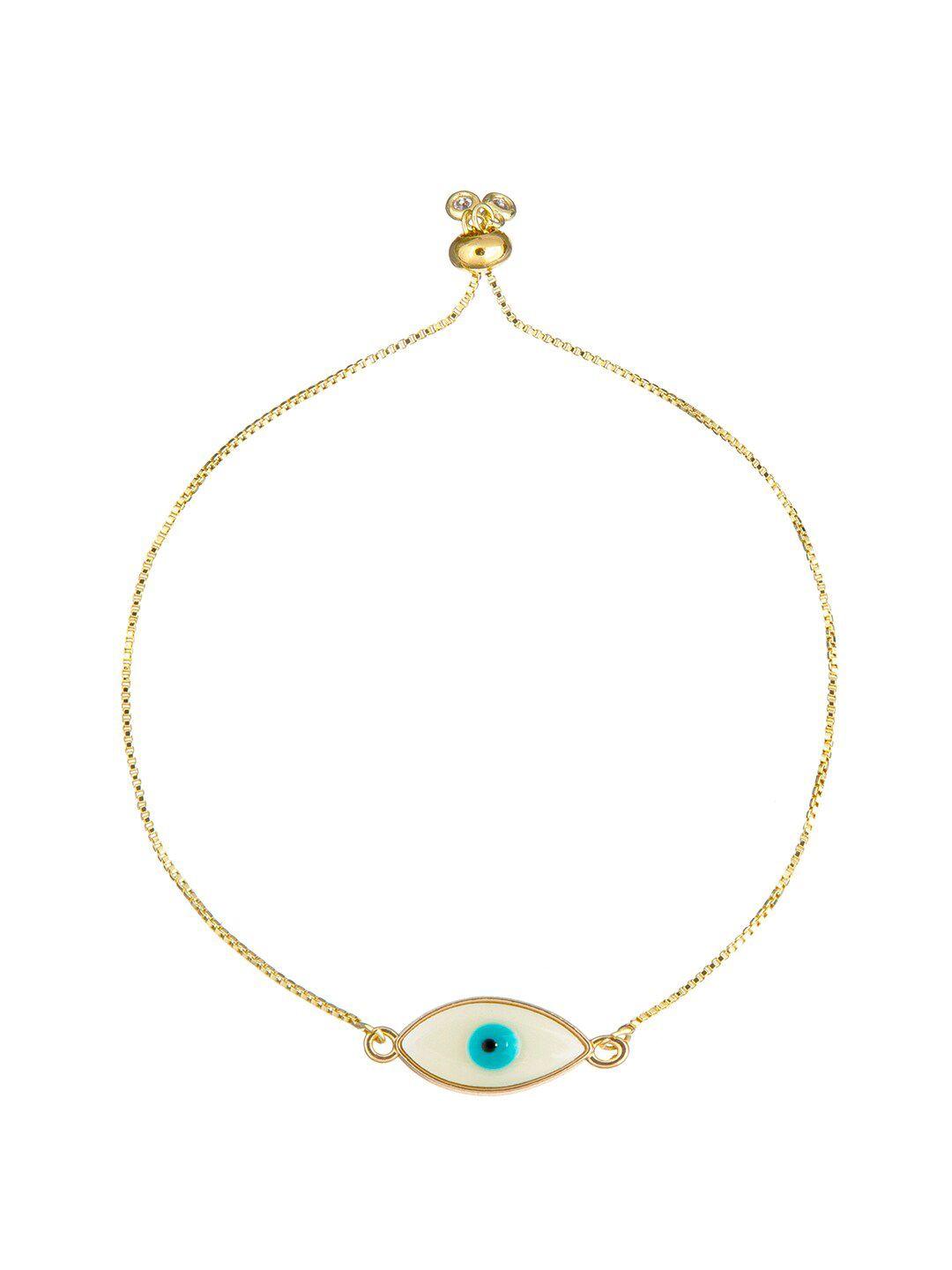 shining jewel - by shivansh gold-plated brass evil eye wraparound bracelet