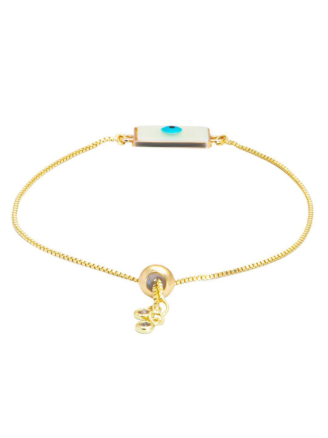 shining jewel - by shivansh gold-plated brass evil eye wraparound bracelet