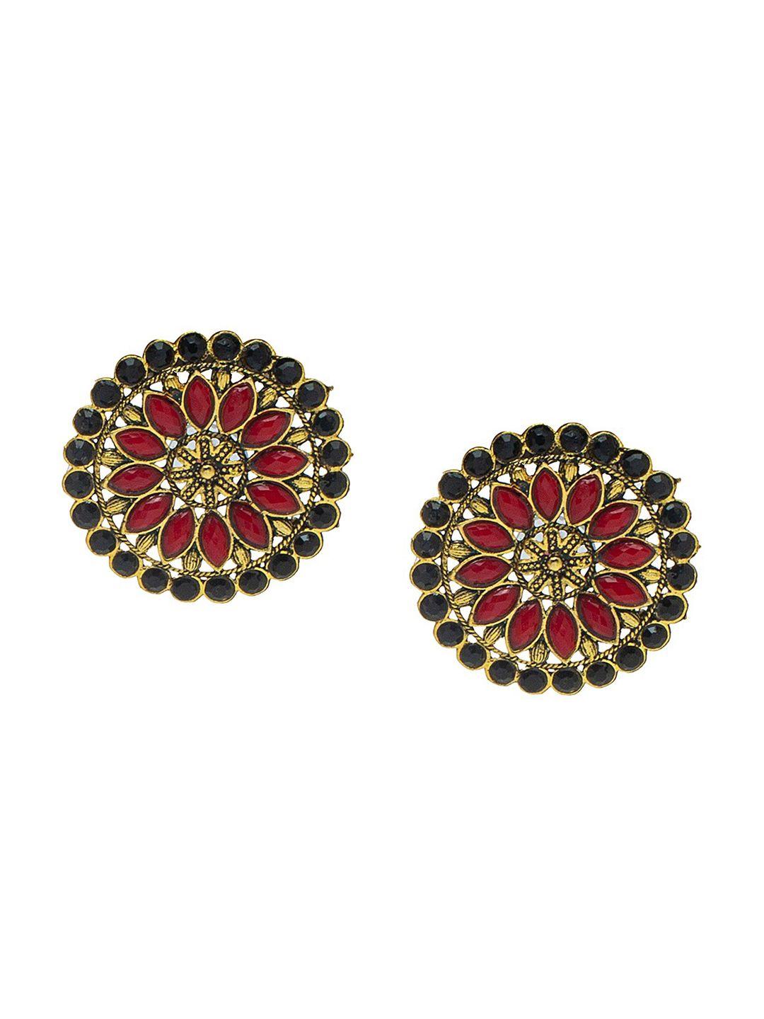 shining jewel - by shivansh gold-plated circular studs earrings