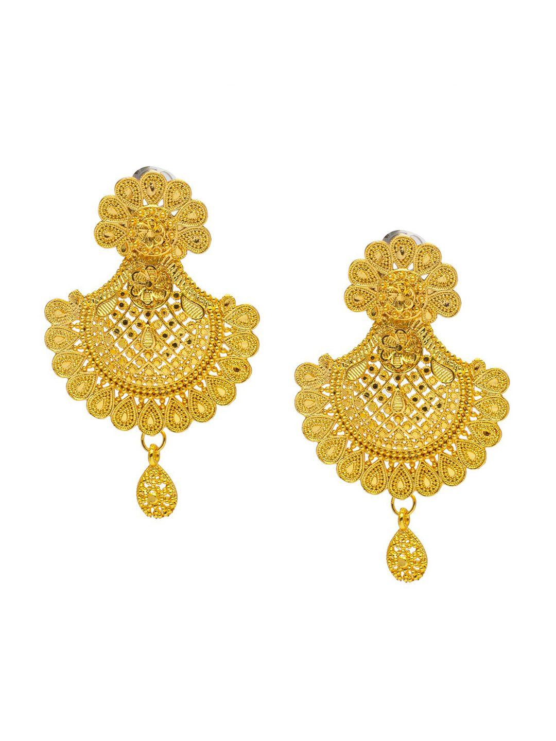 shining jewel - by shivansh gold-plated contemporary drop earrings