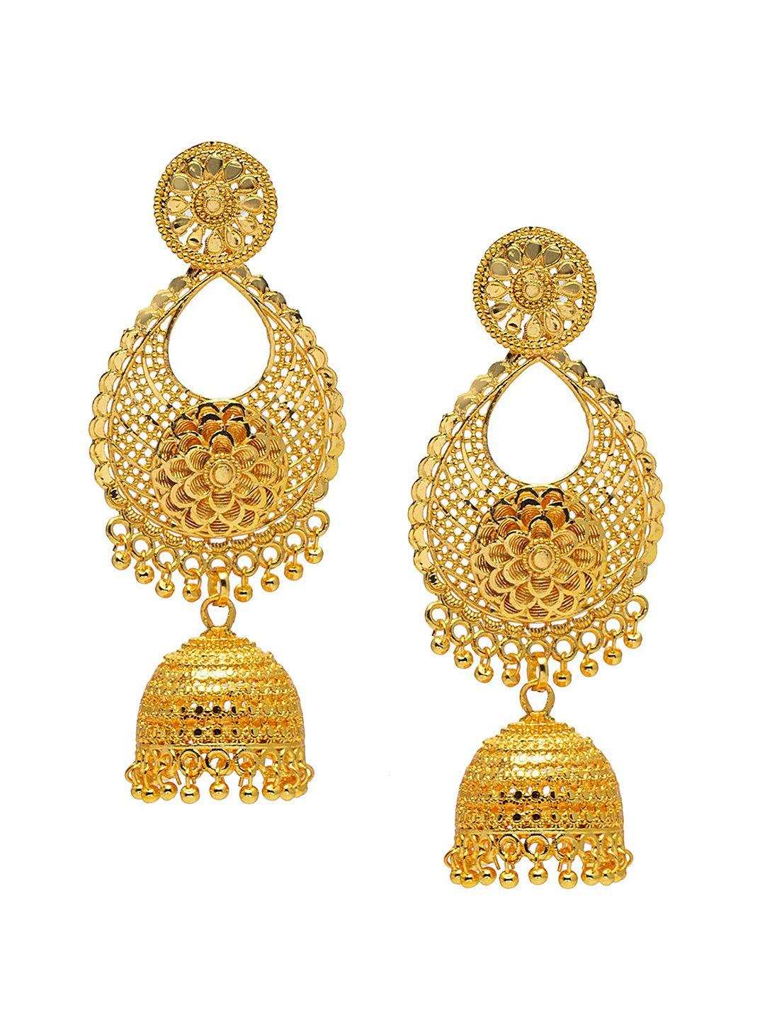 shining jewel - by shivansh gold-plated contemporary drop earrings