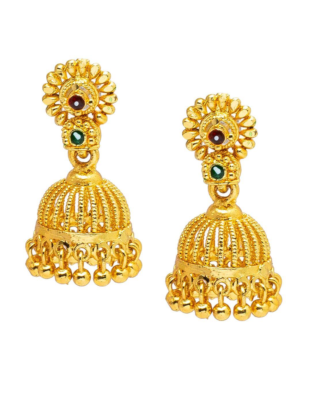 shining jewel - by shivansh gold plated contemporary jhumkas earrings