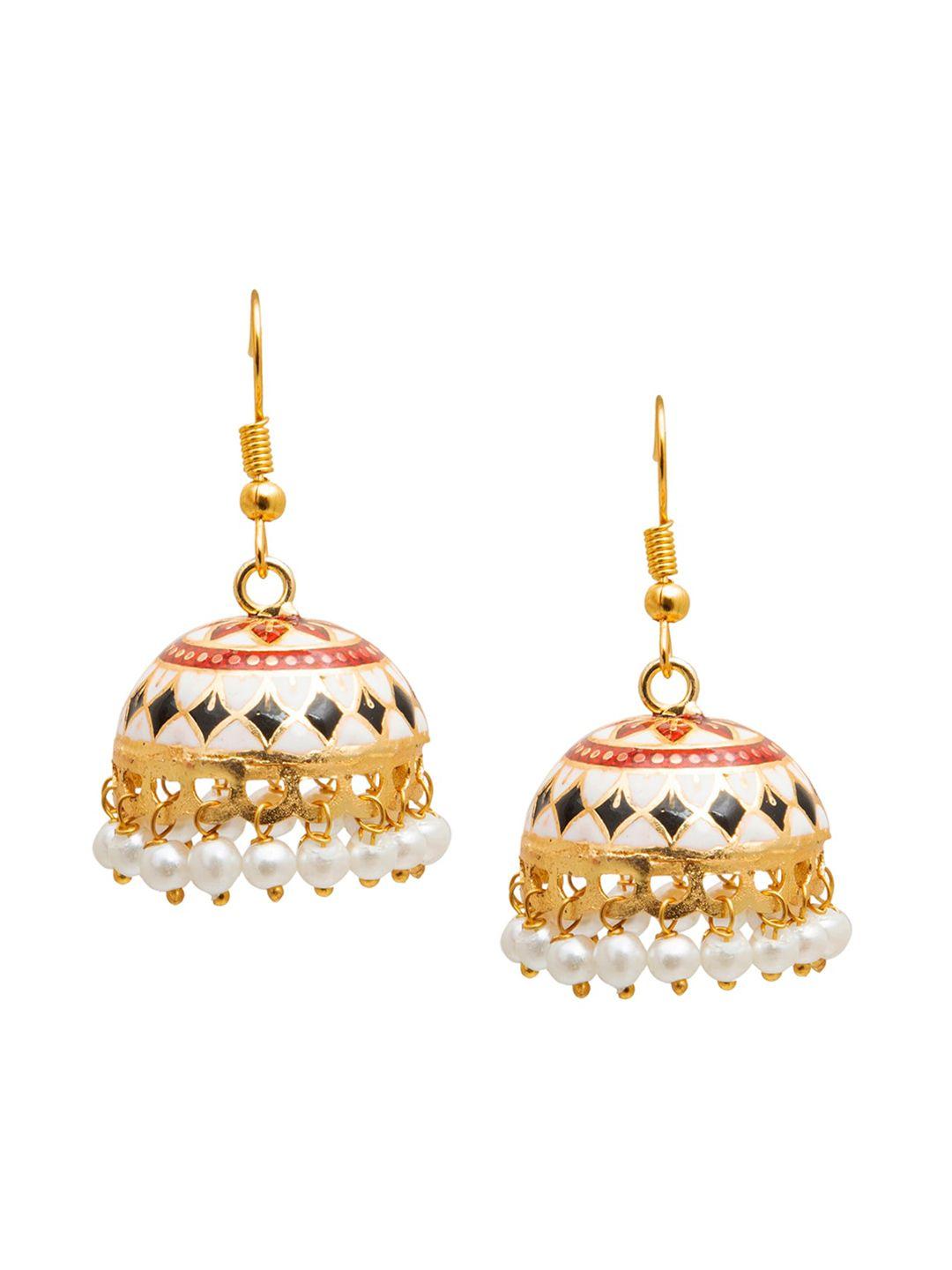 shining jewel - by shivansh gold-plated dome shaped jhumkas earrings