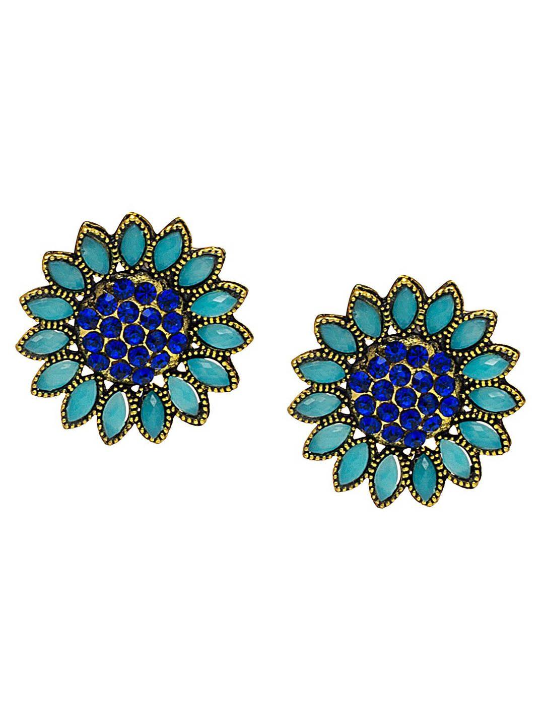 shining jewel - by shivansh gold-plated floral studs earrings