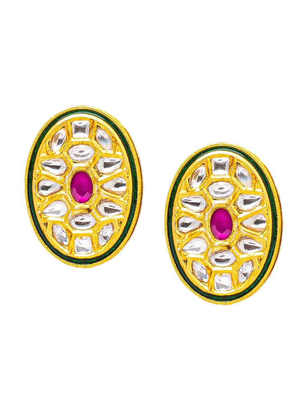 shining jewel - by shivansh gold-plated oval studs earrings
