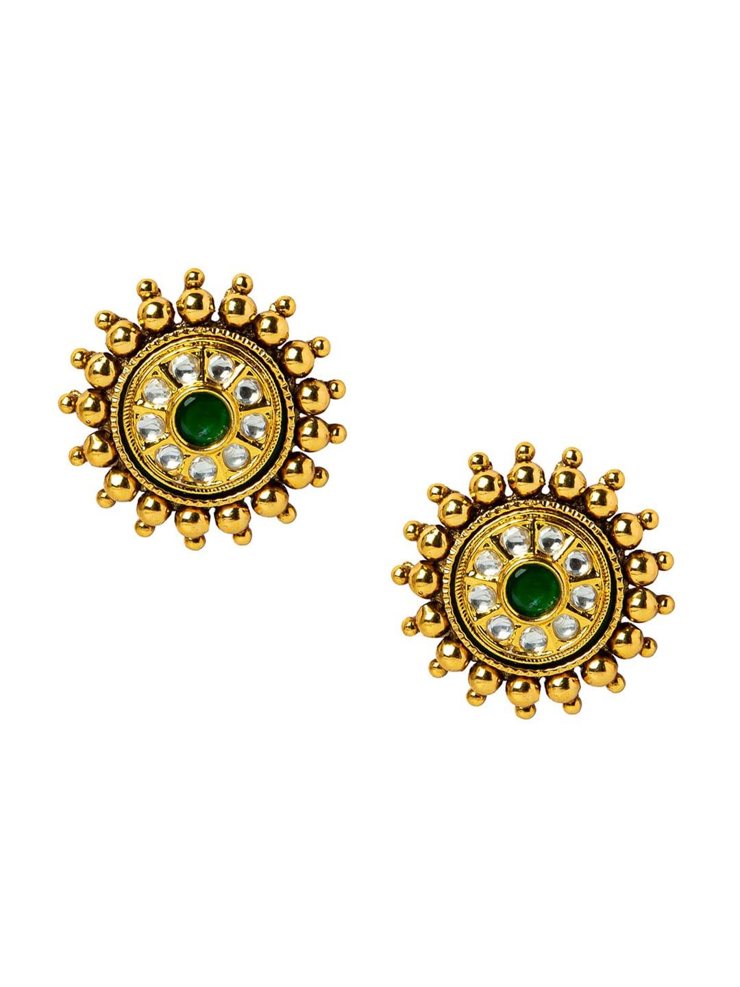 shining jewel - by shivansh gold-toned circular studs earrings