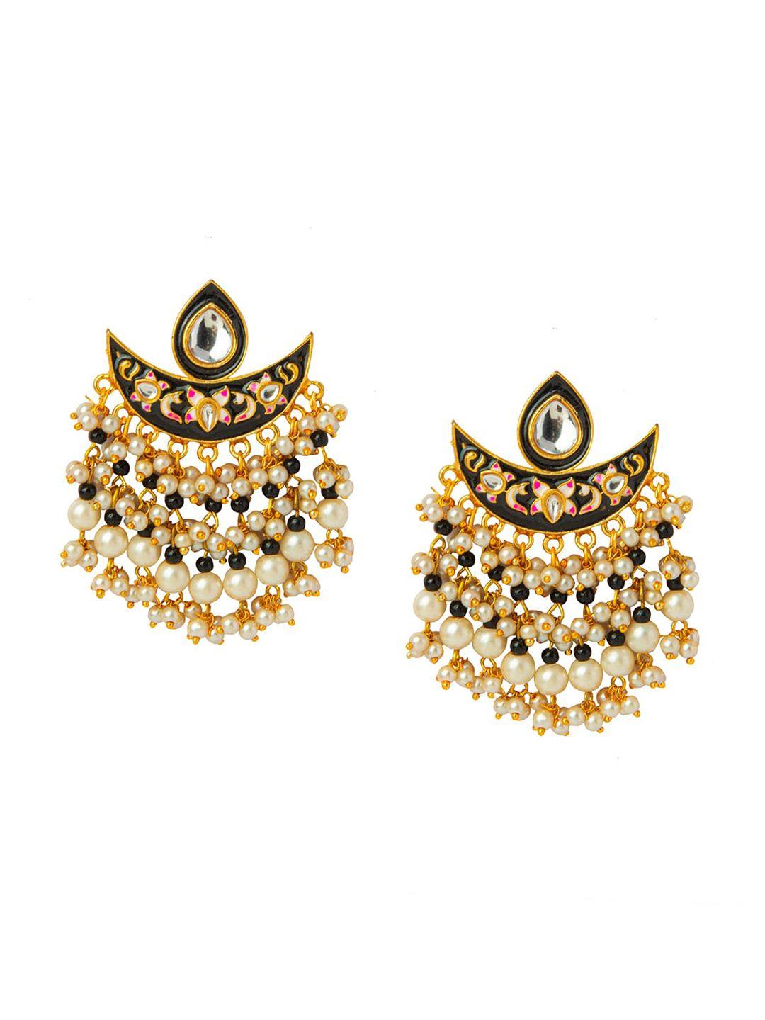 shining jewel - by shivansh gold-toned contemporary drop earrings