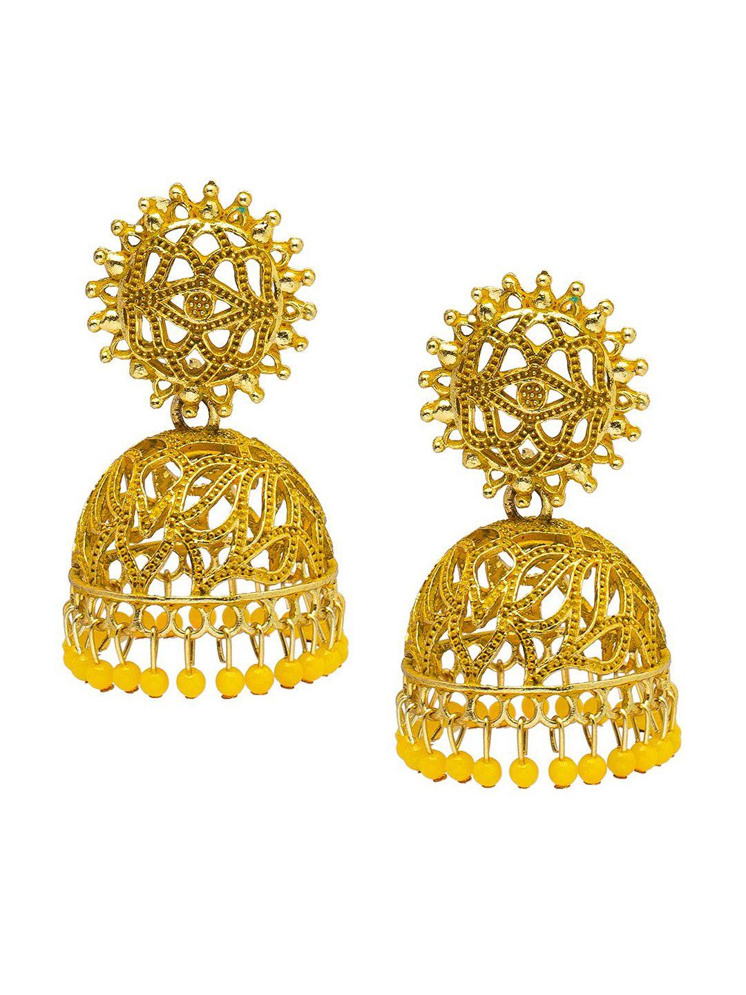 shining jewel - by shivansh gold-toned contemporary jhumkas earrings