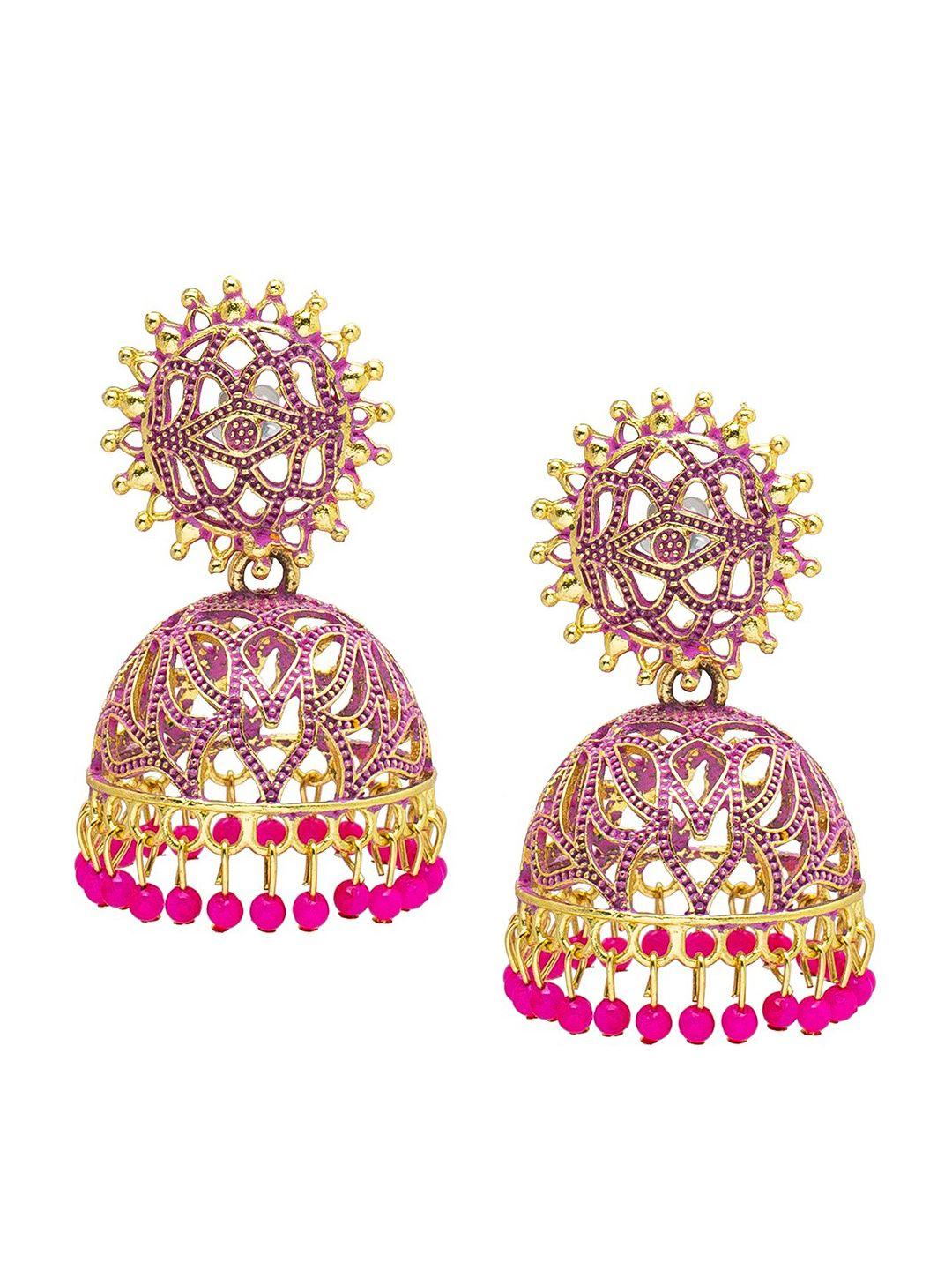 shining jewel - by shivansh gold-toned contemporary jhumkas earrings