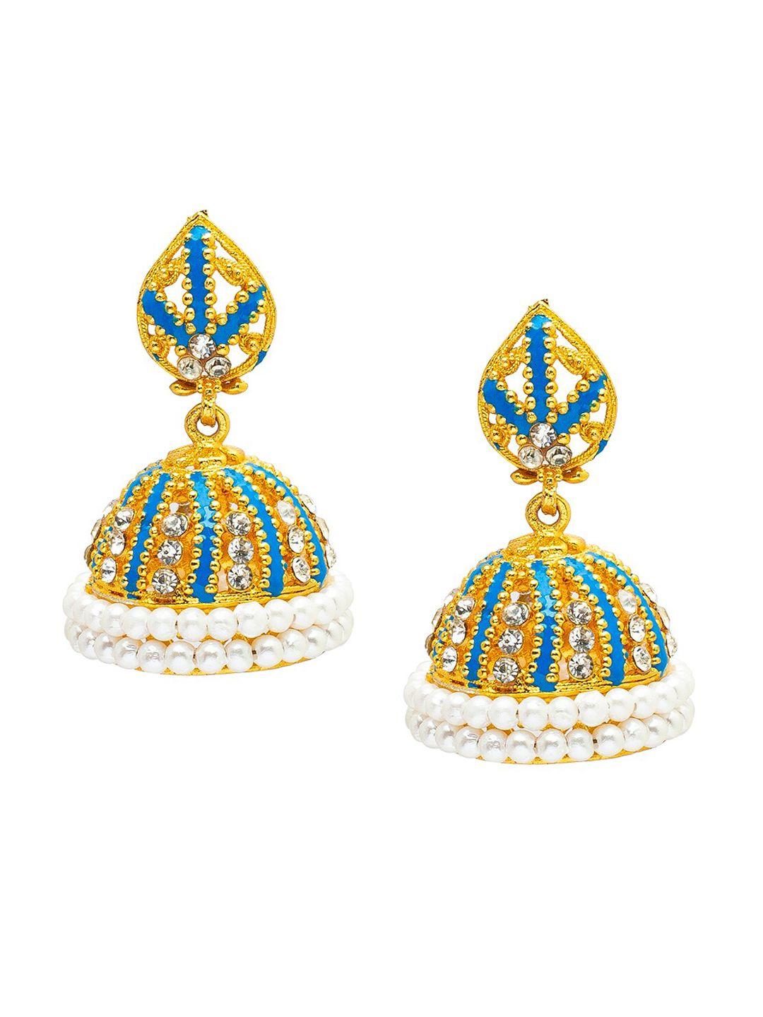 shining jewel - by shivansh gold-toned contemporary jhumkas earrings