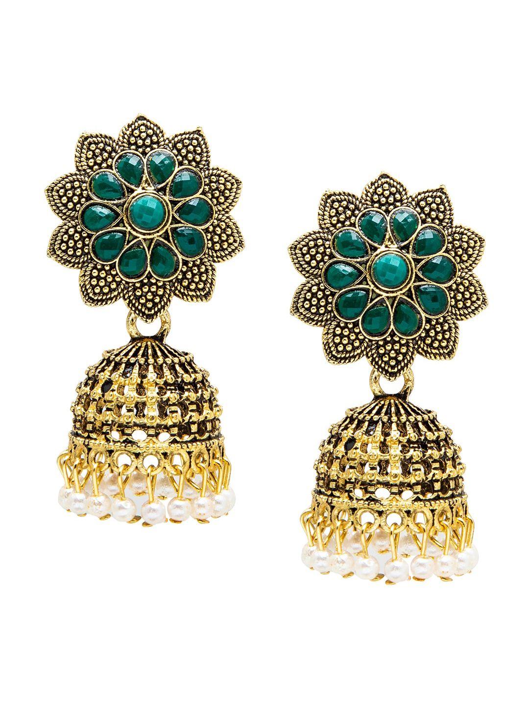 shining jewel - by shivansh green contemporary jhumkas earrings