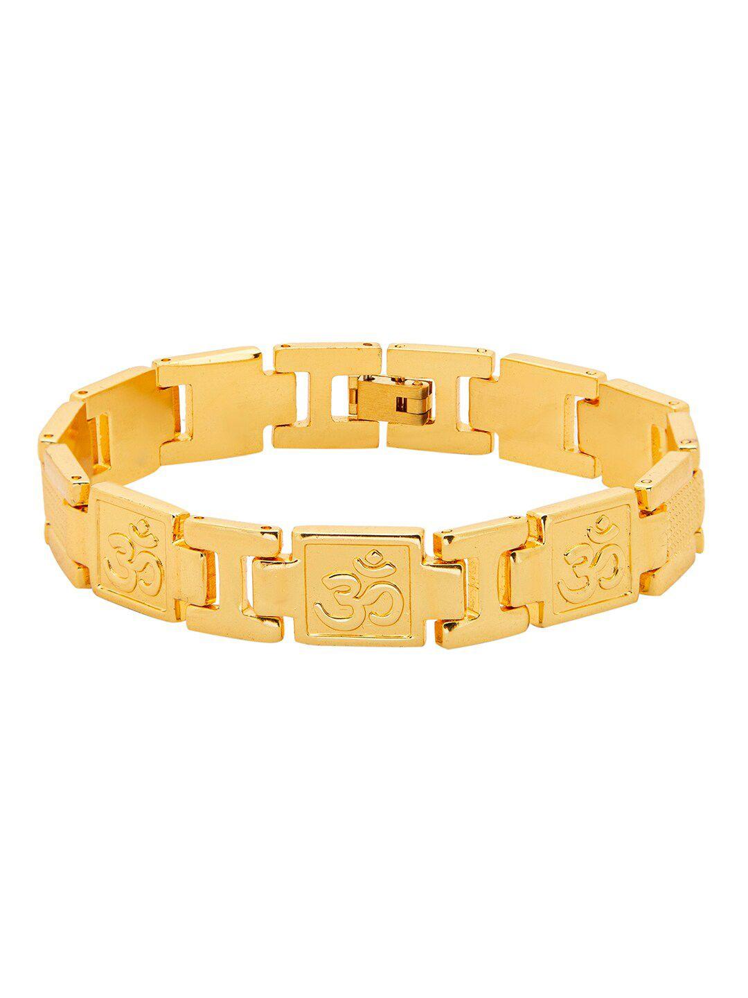 shining jewel - by shivansh men gold-plated brass link bracelet
