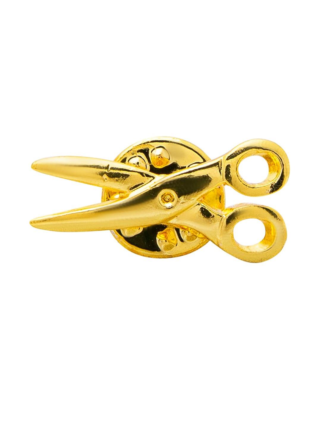 shining jewel - by shivansh men gold-plated scissor design brooch