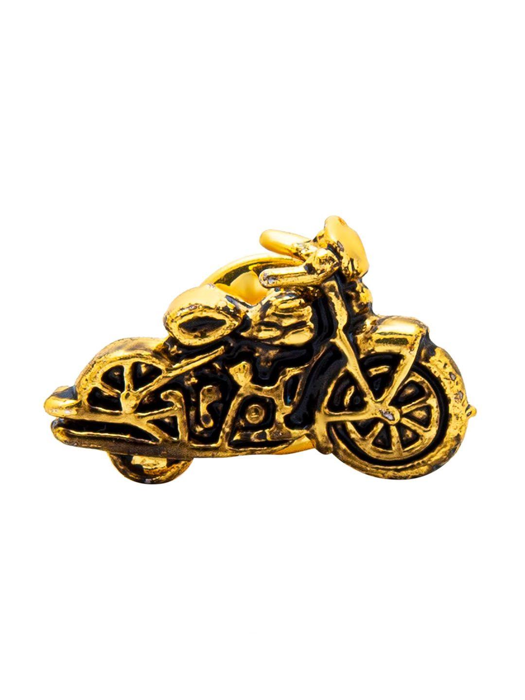 shining jewel - by shivansh men gold-toned antique bike brooch lapel pin