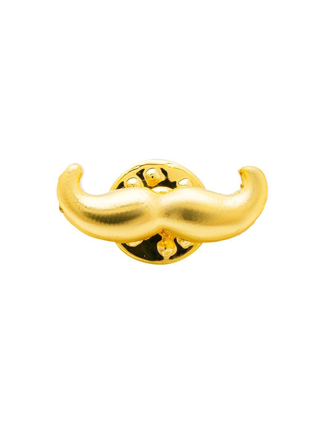 shining jewel - by shivansh men silver-plated gold-toned moustache-shaped brooch