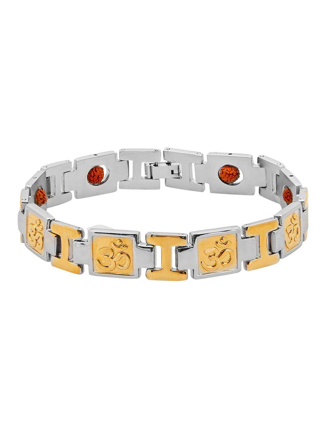 shining jewel - by shivansh men silver-toned brass gold-plated charm bracelet