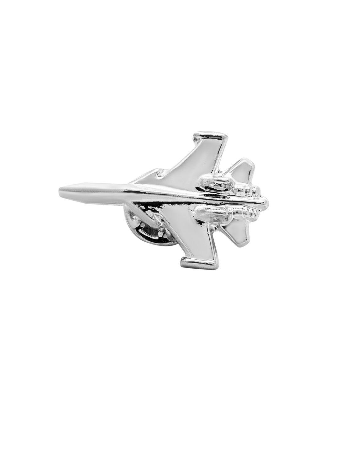 shining jewel - by shivansh men silver-toned fighter jet aircraft design brooch