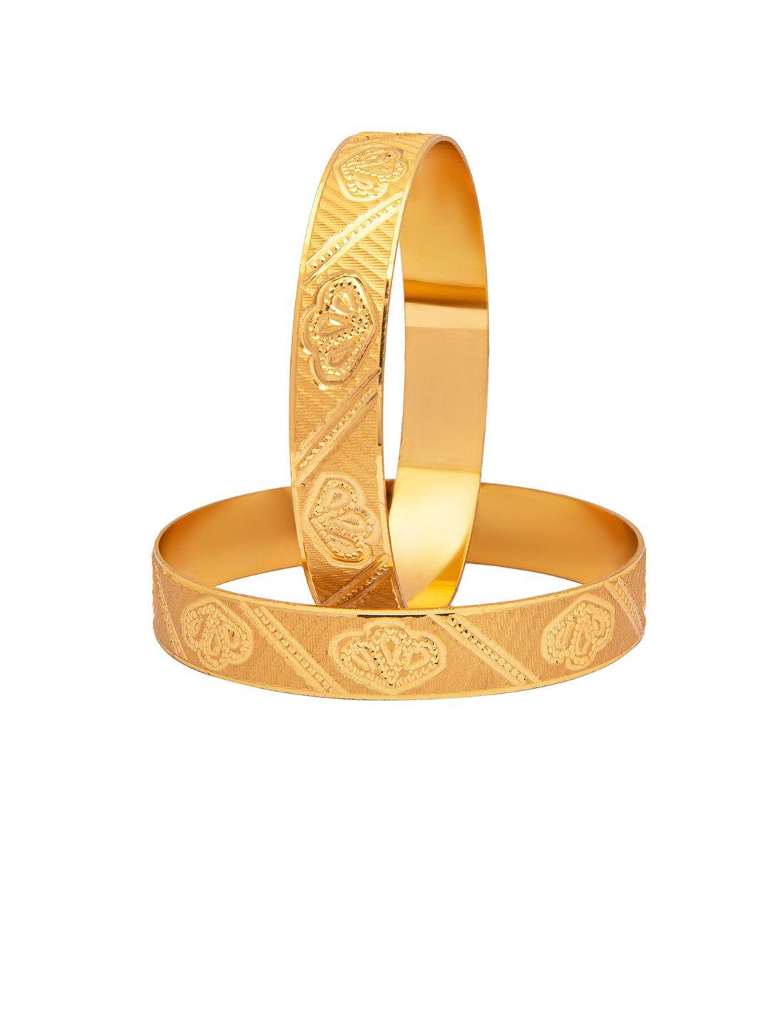 shining jewel - by shivansh set of 2 gold-plated & textured bangles