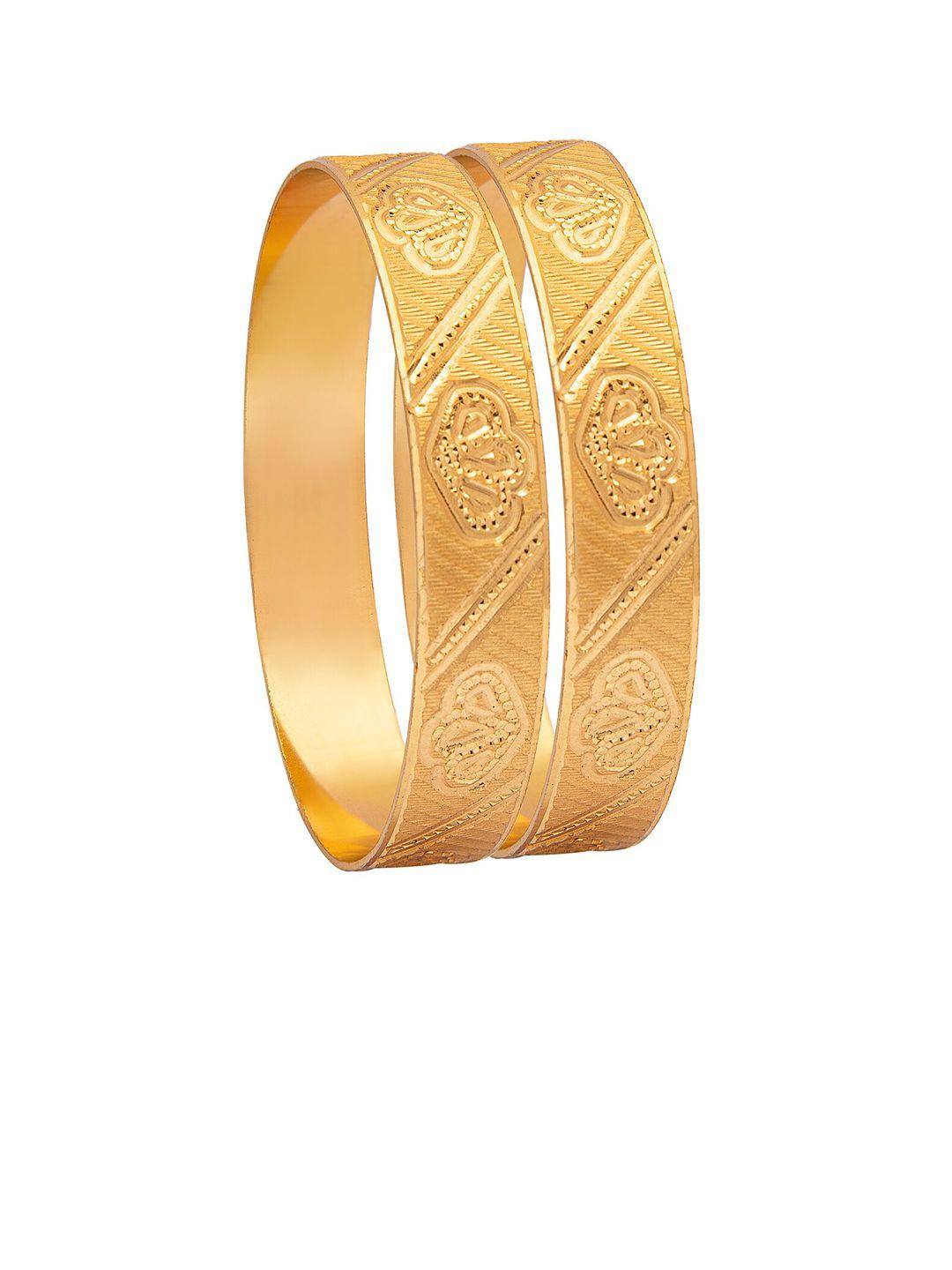 shining jewel - by shivansh set of 2 gold-plated & toned traditional bangles