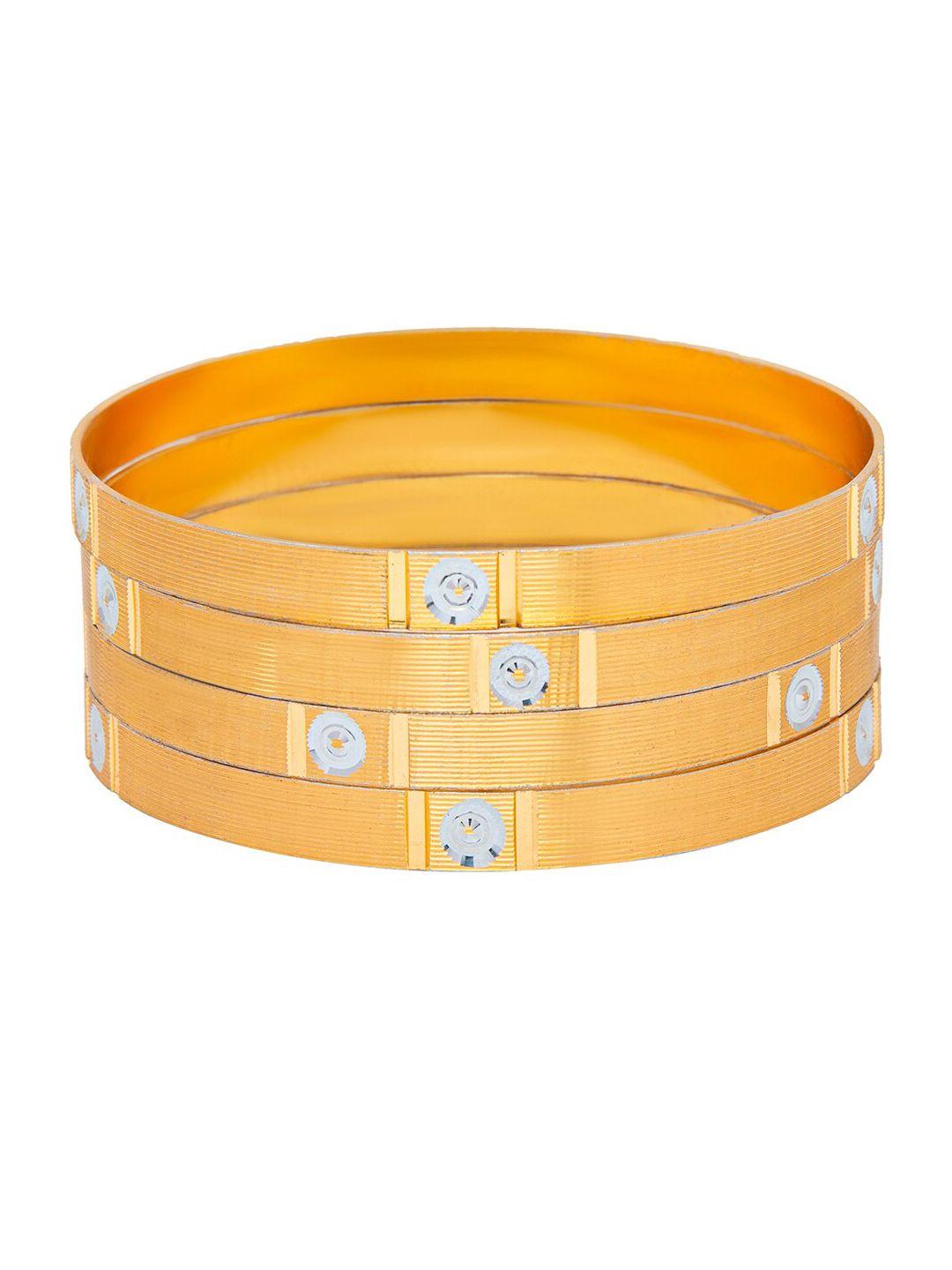 shining jewel - by shivansh set of 2 gold-plated gold-toned designer bangle