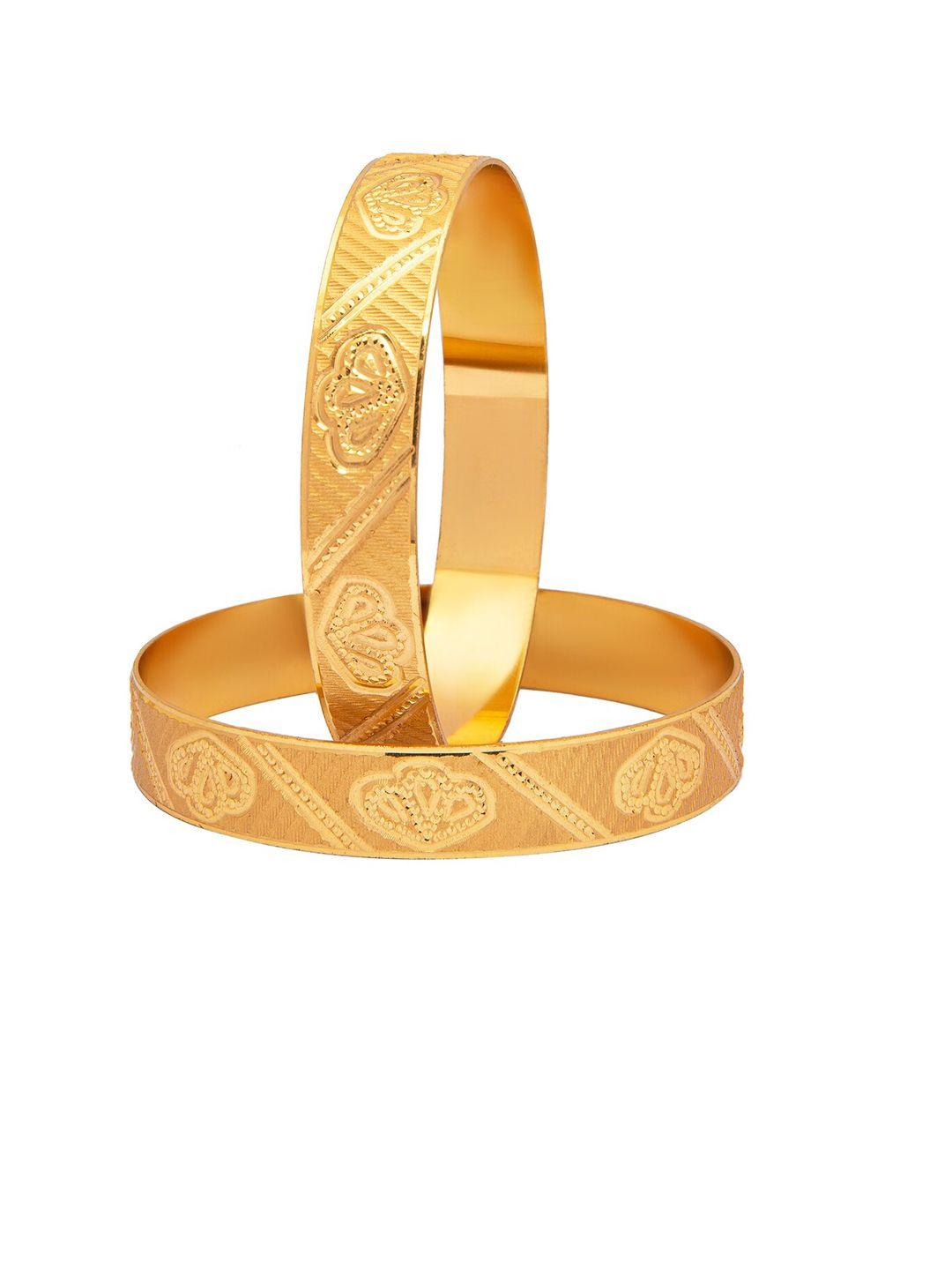 shining jewel - by shivansh set of 2 gold-plated gold-toned designer bangle