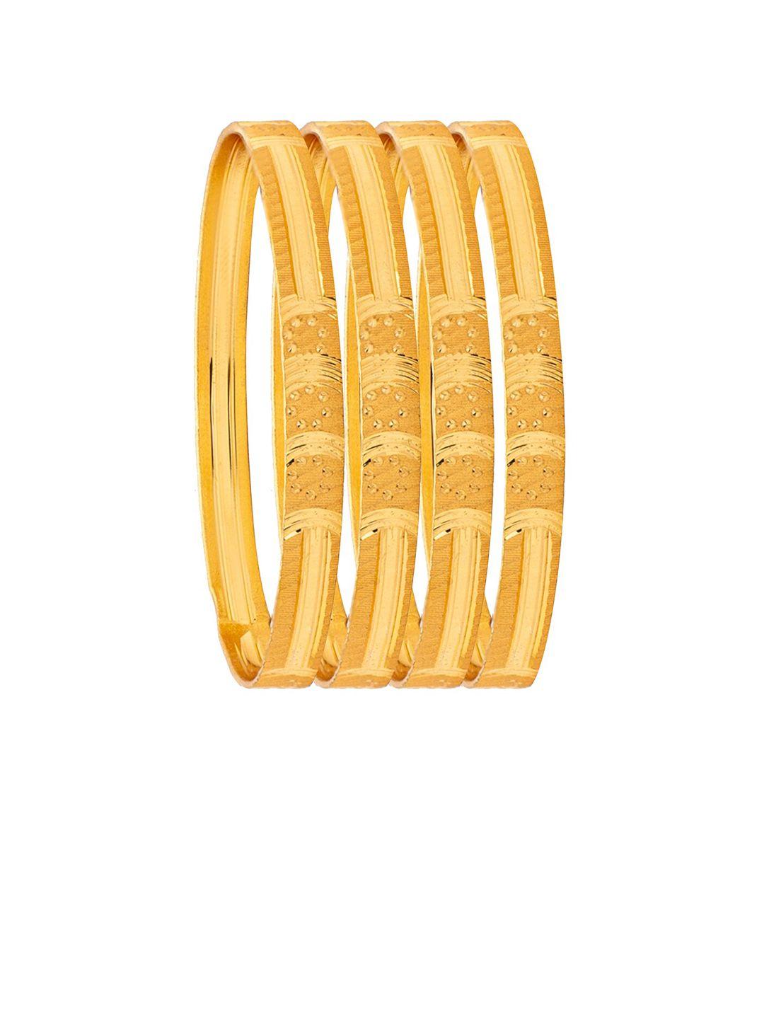 shining jewel - by shivansh set of 4 gold-plated designer fancy bridal bangles