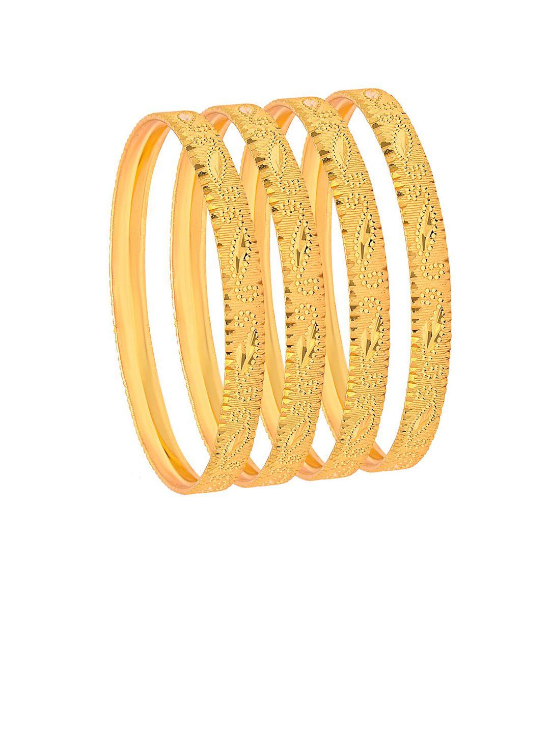 shining jewel - by shivansh set of 4 gold-plated traditional designer bangles