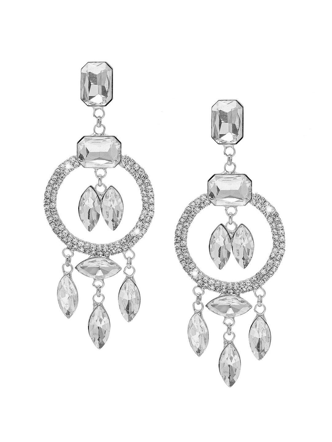 shining jewel - by shivansh silver plated contemporary drop earrings