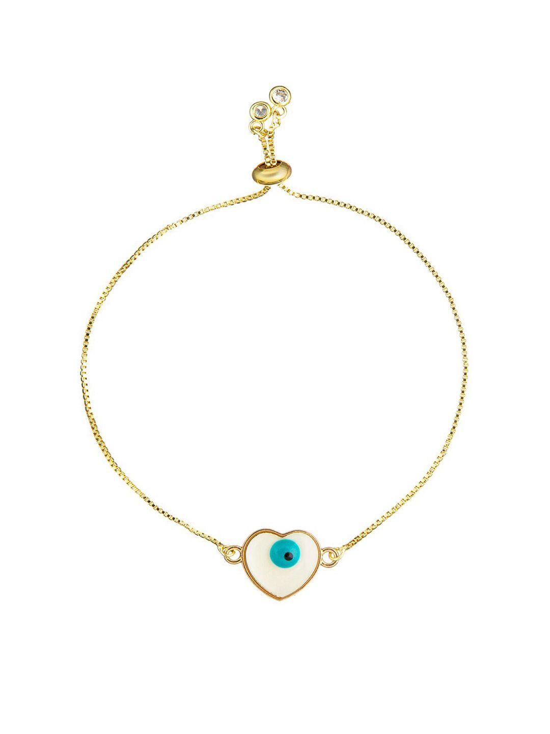 shining jewel - by shivansh women brass cubic zirconia gold-plated link bracelet
