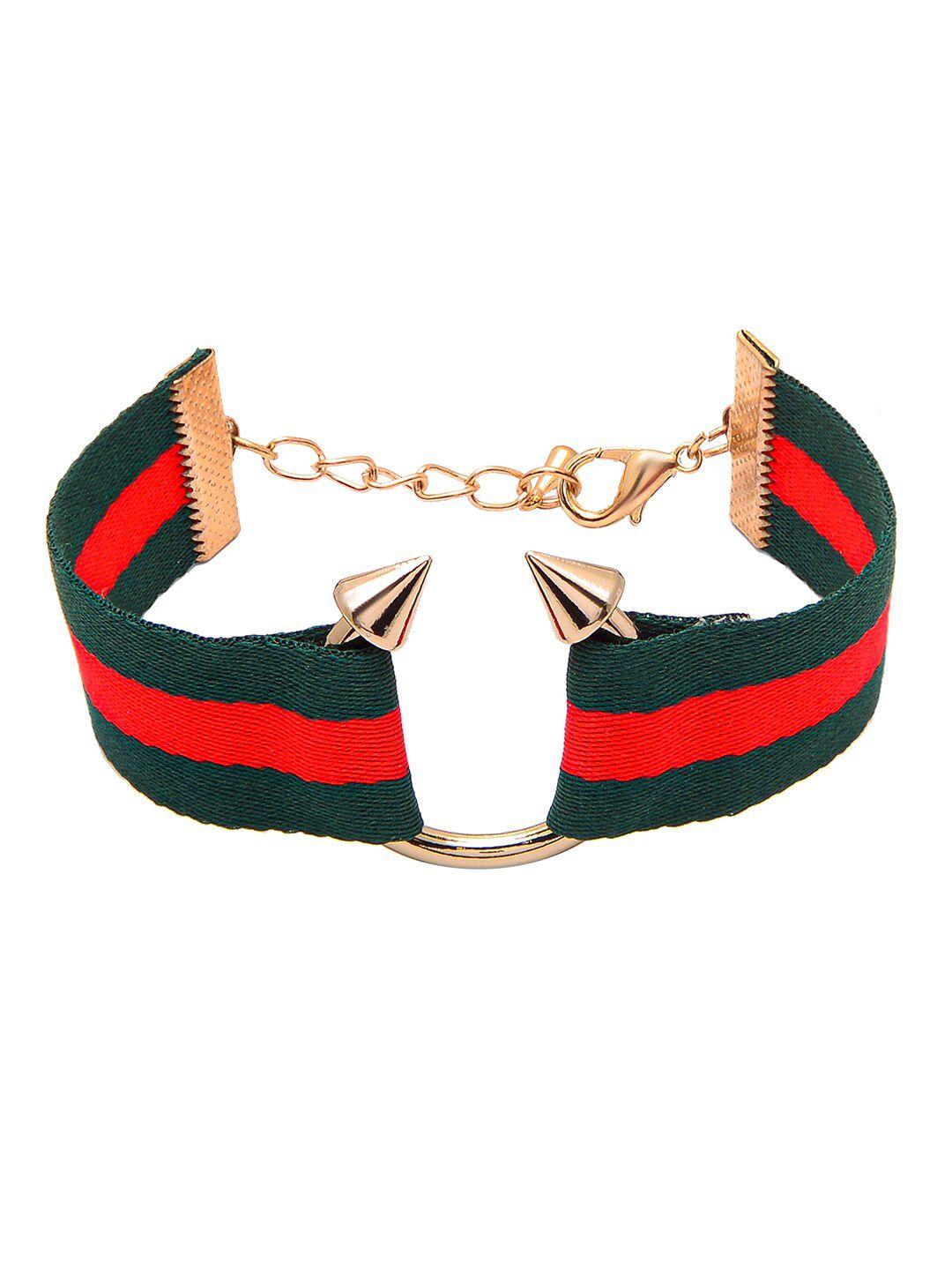 shining jewel - by shivansh women green & red link bracelet