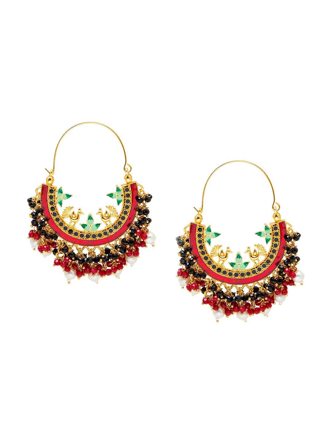 shining jewel - by shivansh women maroon and green ethnic meenakari chandbalis earrings