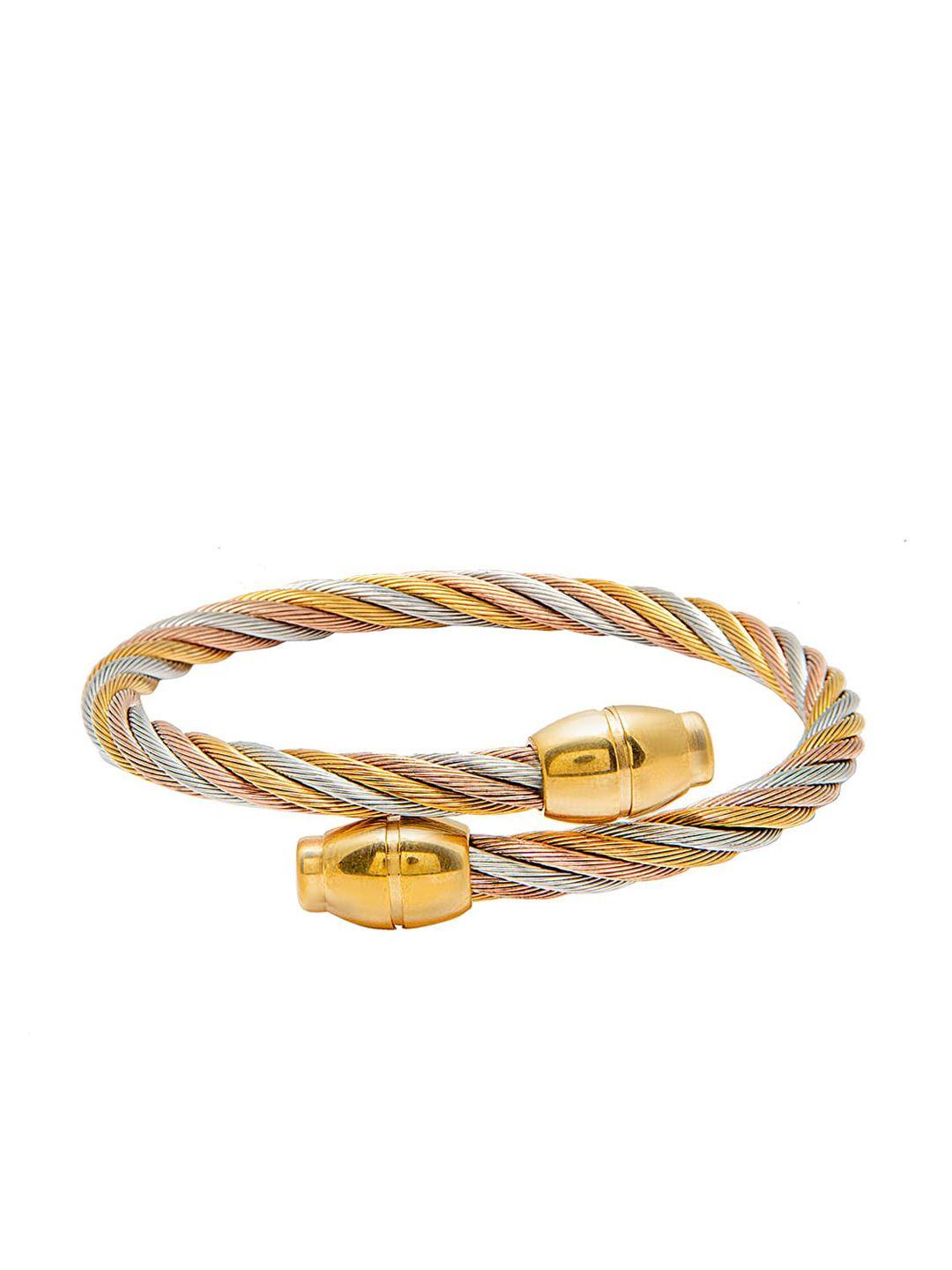 shining jewel - by shivansh women silver gold-plated kada bracelet