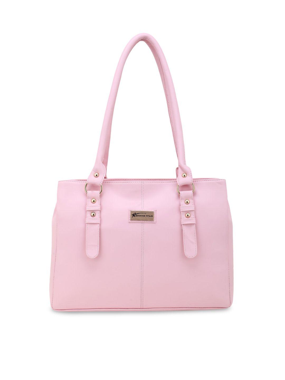 shining star peach-coloured pu structured shoulder bag