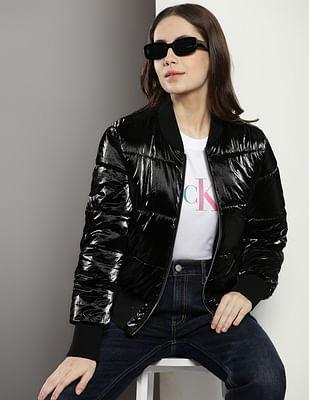 shiny puffer bomber jacket