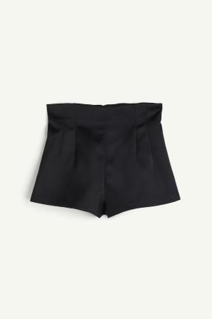 shiny twill mini shorts