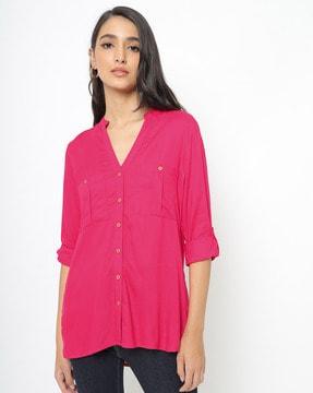 shirt tunic with patch pockets