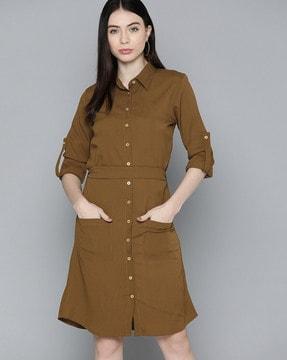 shirt dress with back tie-up