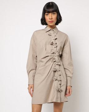 shirt dress with bow accents