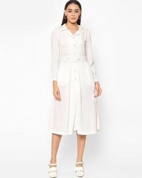 shirt dress with button fastening and insert pocket