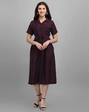 shirt dress with cuffed sleeve