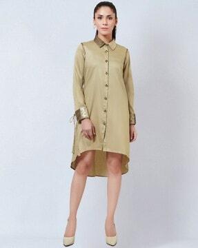 shirt dress with embellished collar