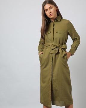 shirt dress with fabric belt