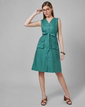 shirt dress with flap pockets